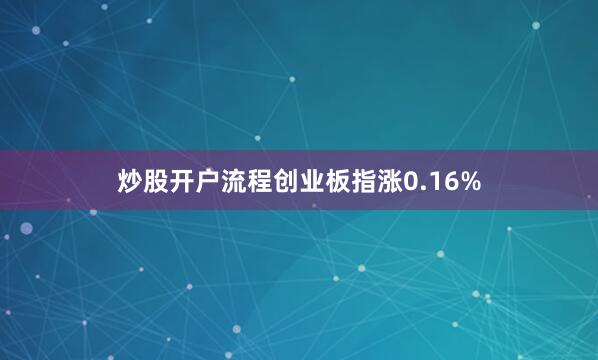 炒股开户流程创业板指涨0.16%